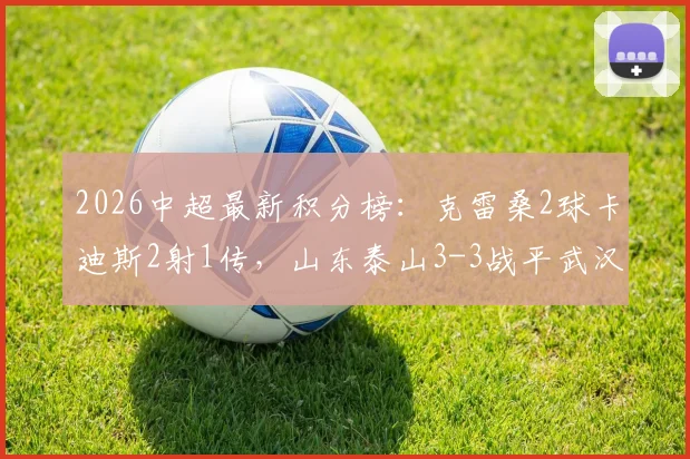 2026中超最新积分榜：克雷桑2球卡迪斯2射1传，山东泰山3-3战平武汉三镇全回顾